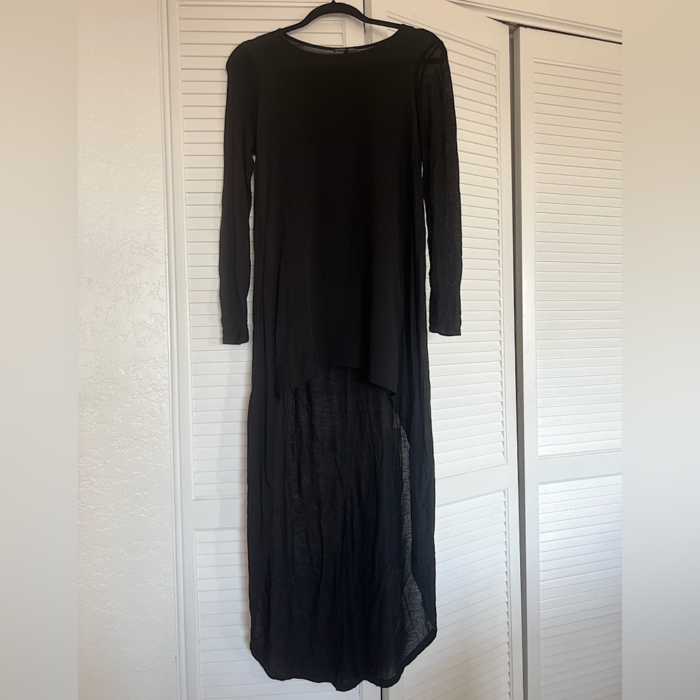 Zara Black Long-Sleeve High-Low Top, M